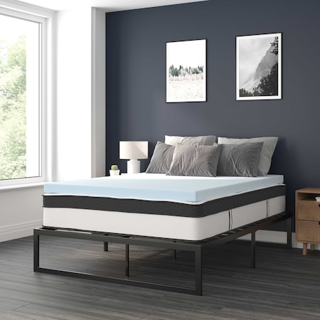 Flash Furniture 12" Queen Mattress, 14" Bed frame & 2" Topper Set XU-BD10-12PSM3M35-Q-GG